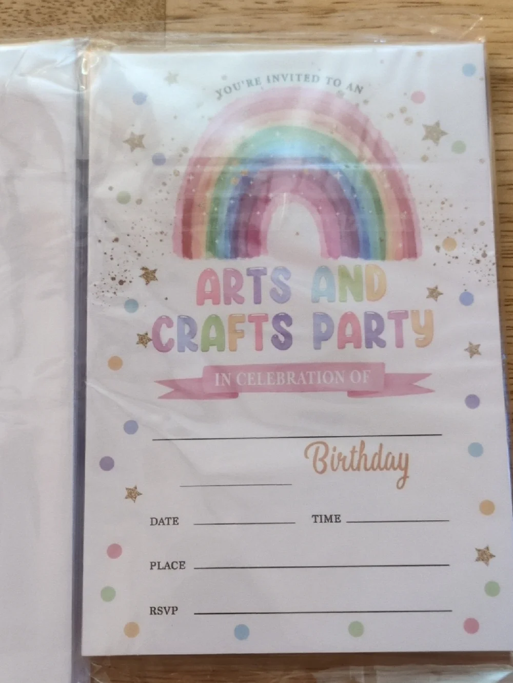 Source Unknown Pastel Rainbow Arts and Crafts Party Invitations 140 Count